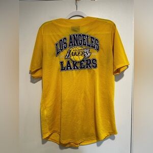 Los Angeles Lakers Sz: S NBA Button Front Bright Yellow Mesh Jersey.